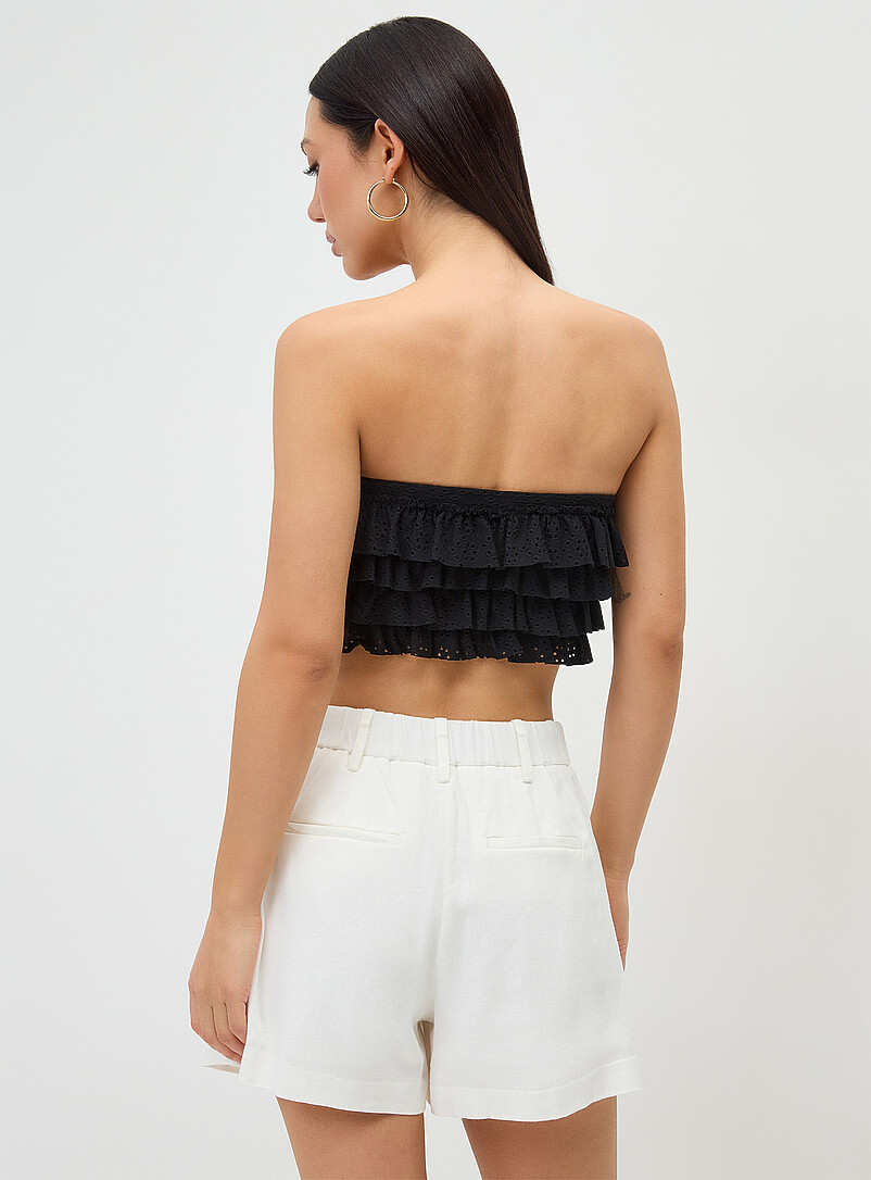 Twik White Linen-blend dress mini short for women