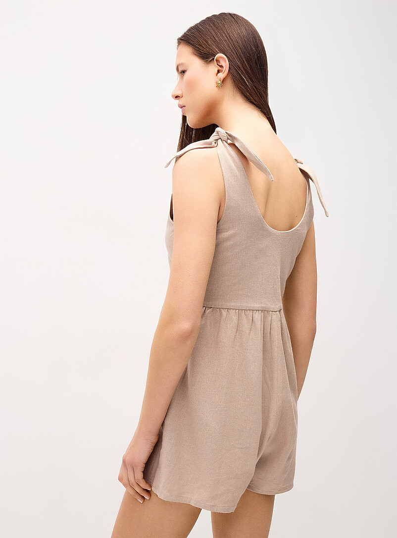 Twik Peach Tie-strap romper for women