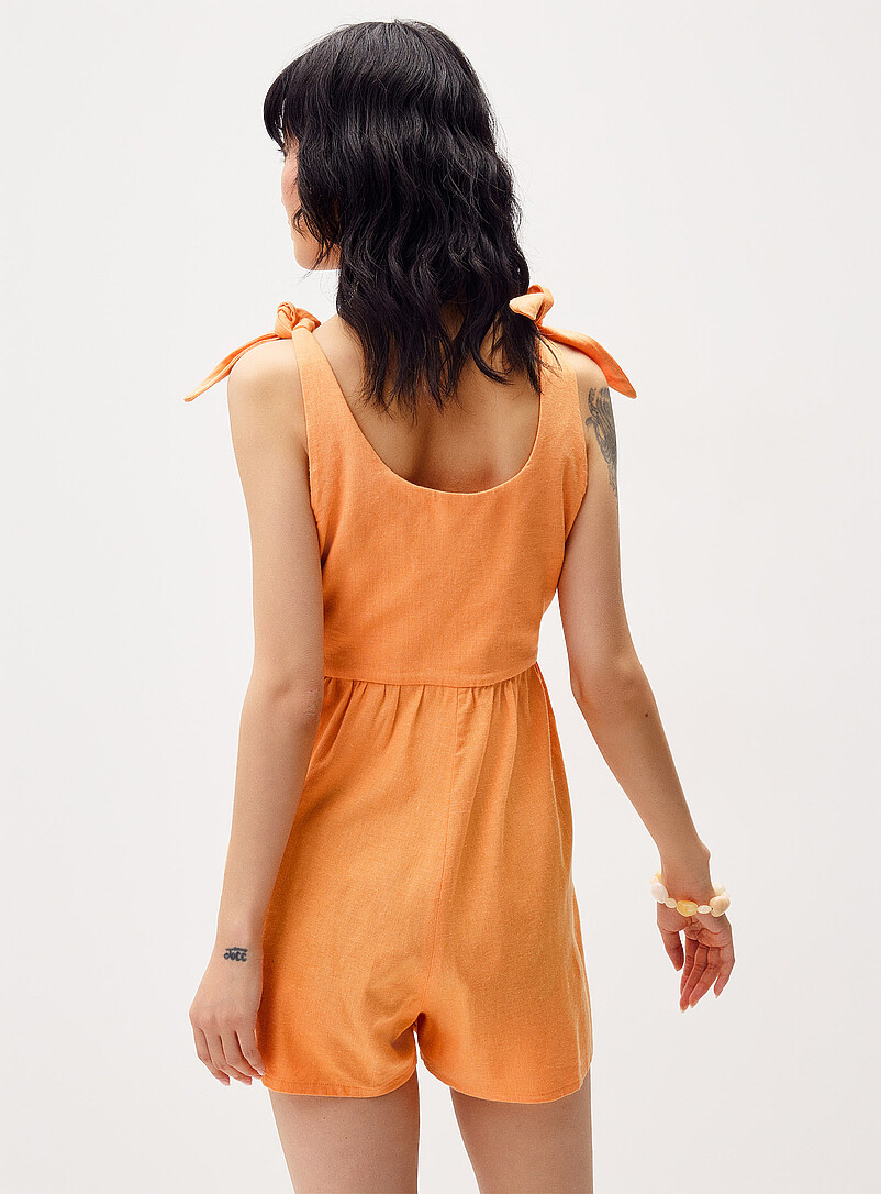 Twik Peach Tie-strap romper for women