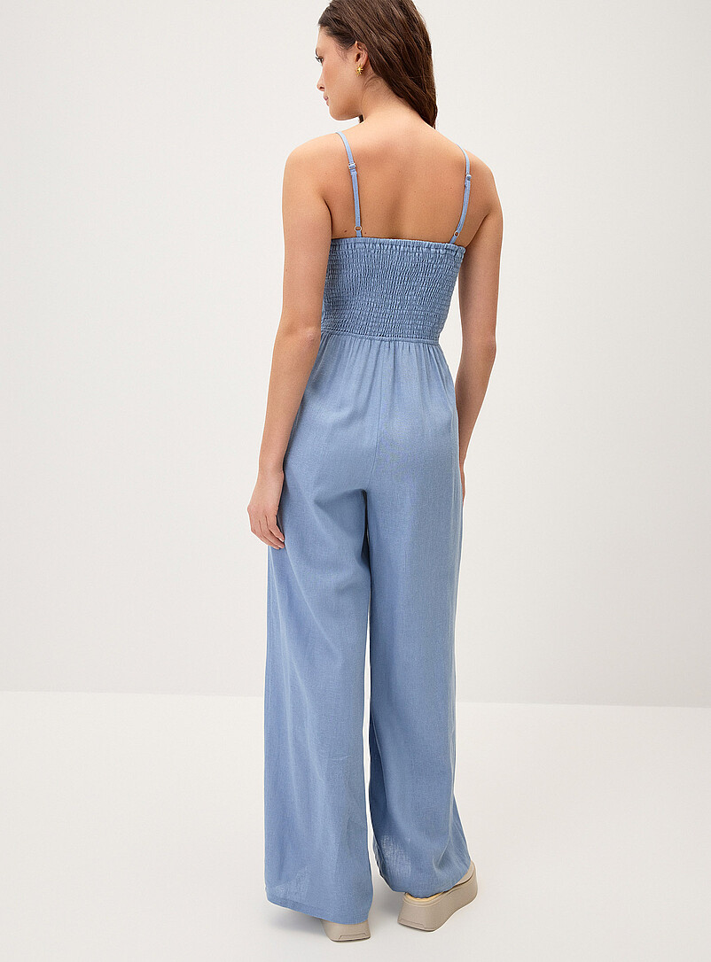 Twik Baby Blue Wide-leg linen-blend jumpsuit for women