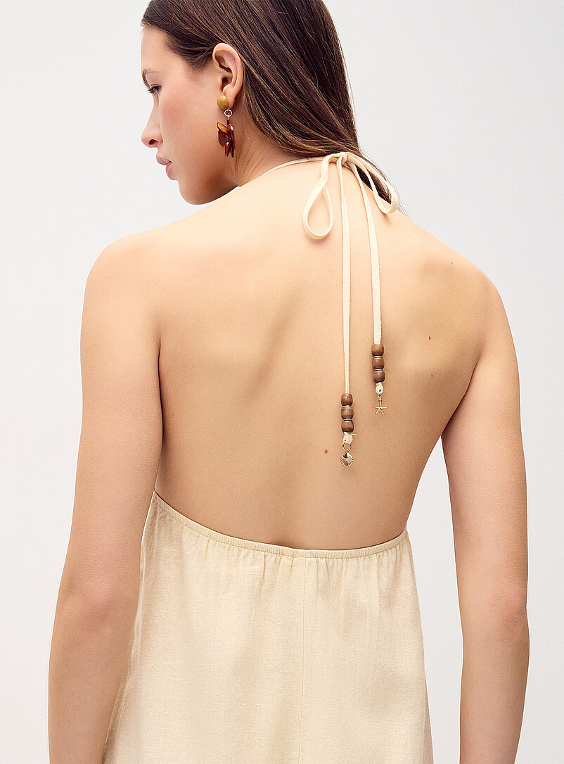 Twik: La minirobe bretelles licou billes Noir pour femme