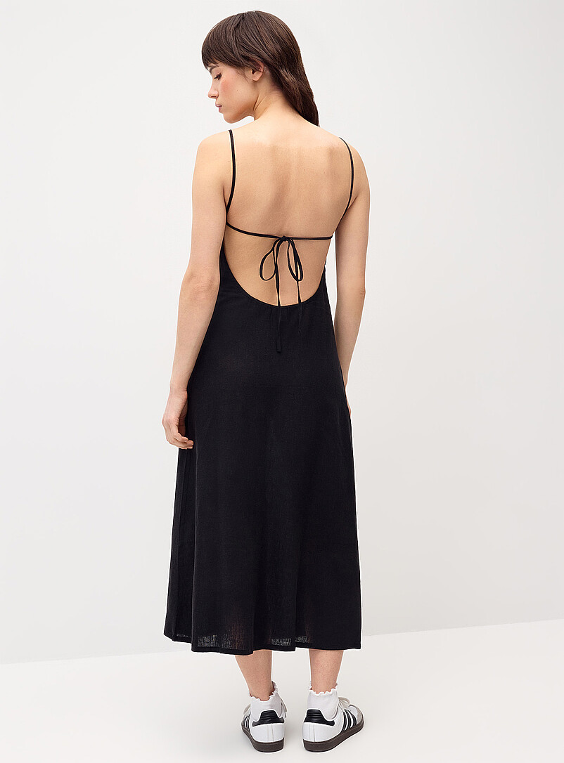 Twik Black and White Sewn-in bra midi dress for women