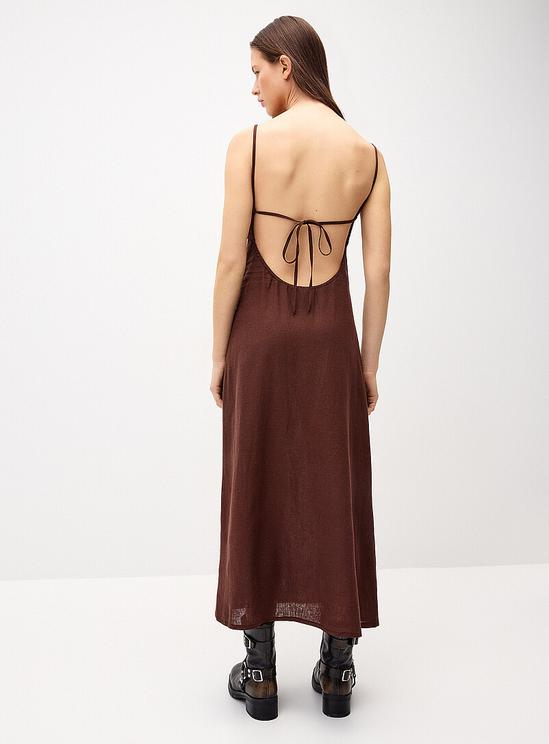 Twik Black and White Sewn-in bra midi dress for women