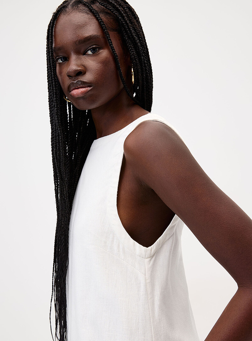 Twik: La robe dos &eacute;chancr&eacute; lin m&eacute;lang&eacute; Noir pour femme