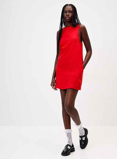 Twik: La robe dos &eacute;chancr&eacute; lin m&eacute;lang&eacute; Rouge pour femme