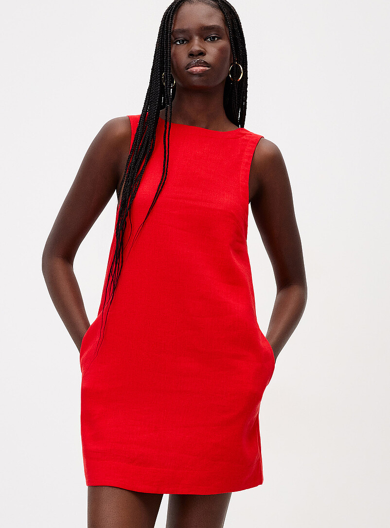 Twik: La robe dos &eacute;chancr&eacute; lin m&eacute;lang&eacute; Noir pour femme