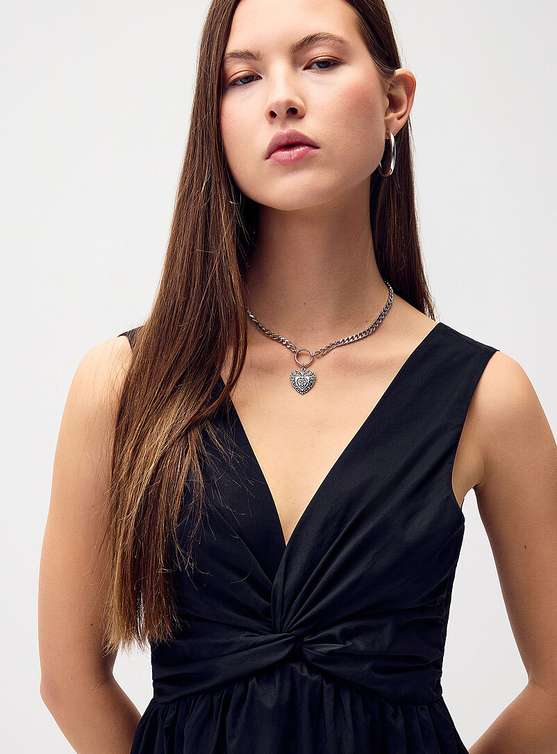 Twik: La robe midi popeline torsade Bleu p&acirc;le - Bleu ciel pour femme