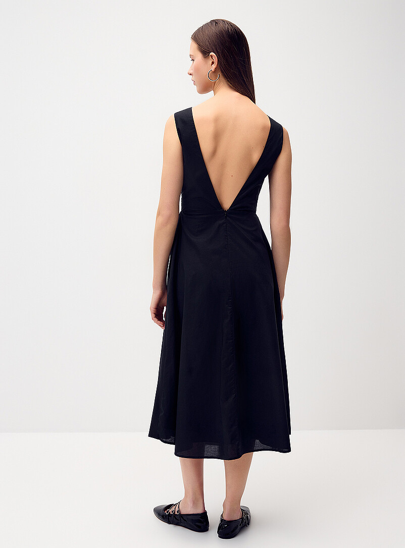 Twik: La robe midi popeline torsade Bleu p&acirc;le - Bleu ciel pour femme