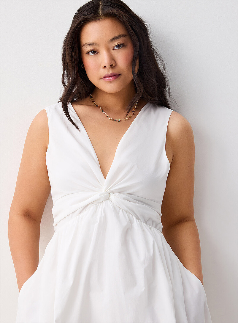 Twik Black Twisted poplin midi dress for women