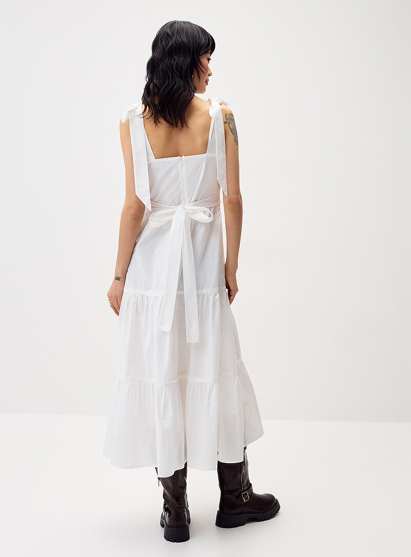 Twik: La robe maxi &eacute;tag&eacute;e popeline Blanc pour femme