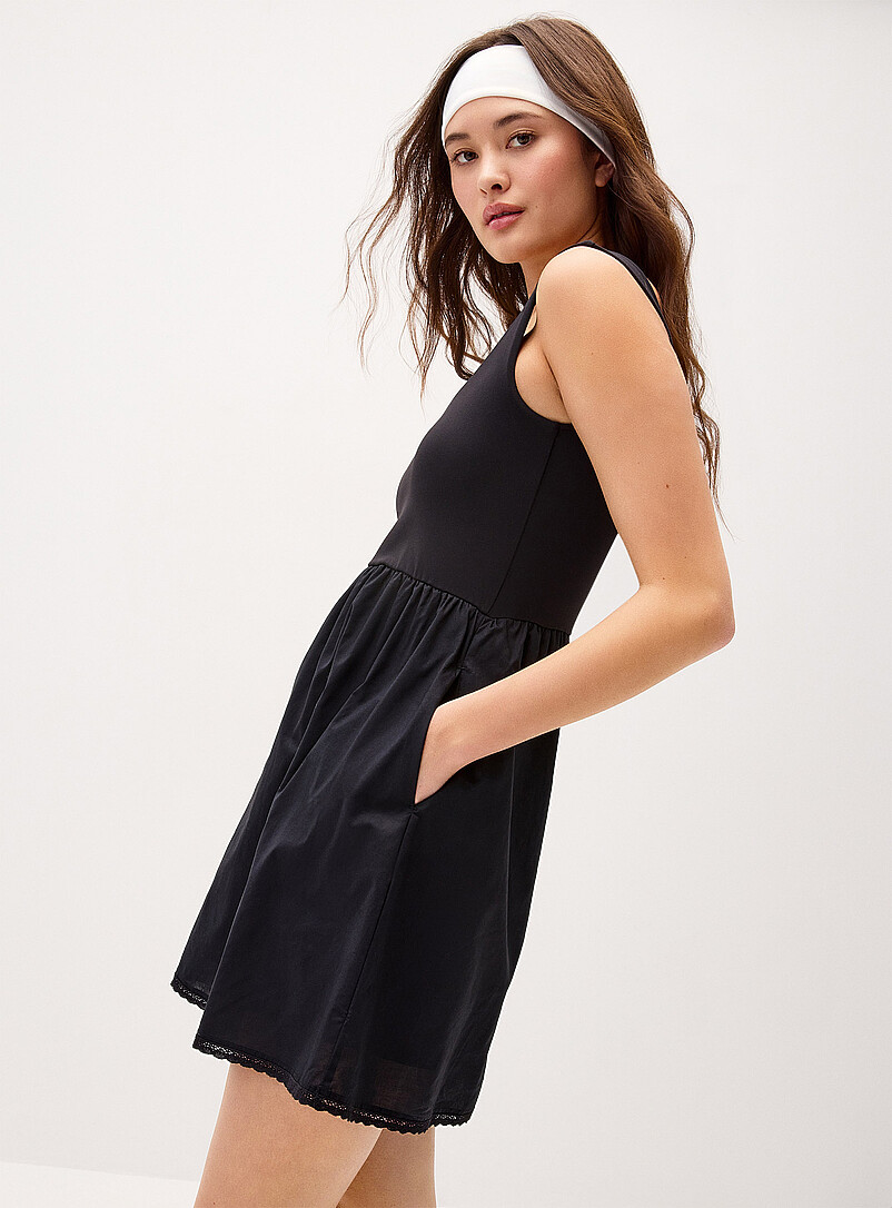 Twik Pink - Stripe Mixed media short dress for women