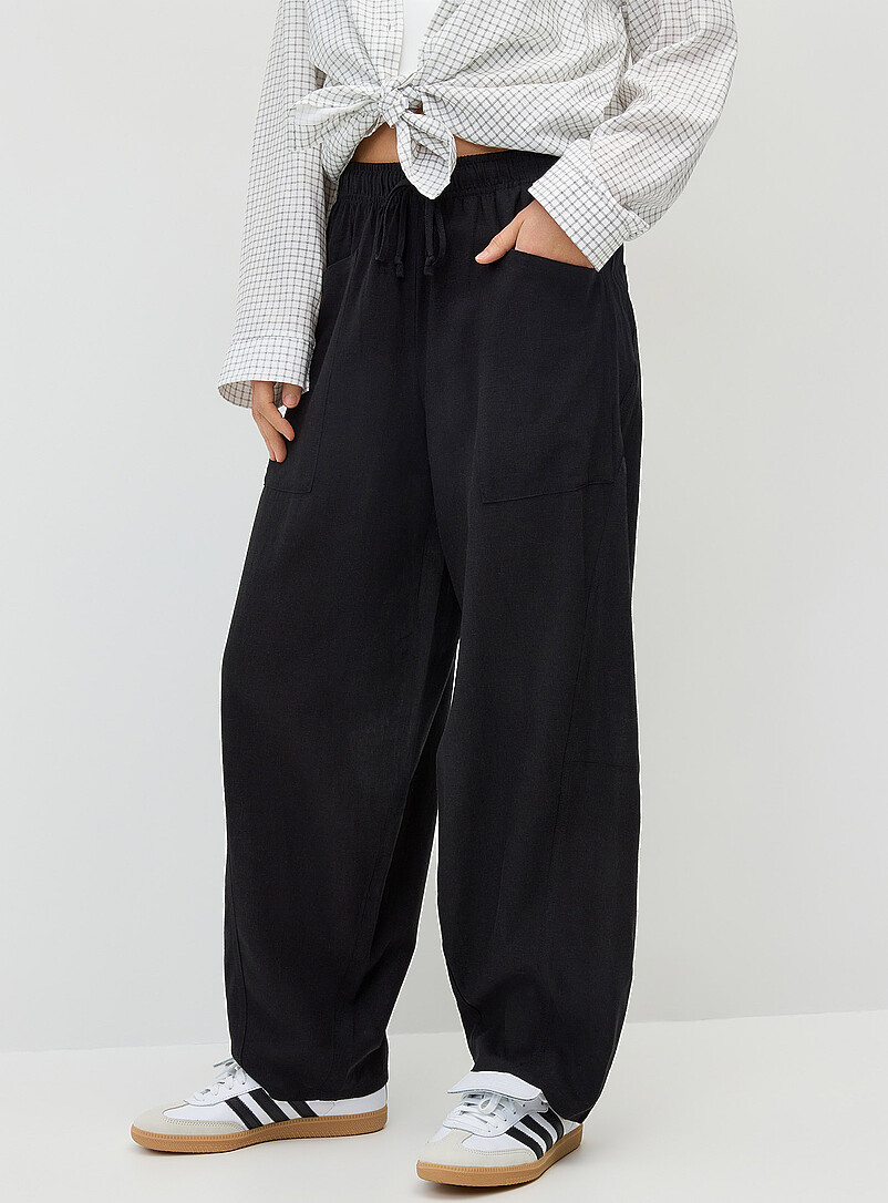 Twik: Le pantalon ballon lin m&eacute;lang&eacute; Blanc pour femme