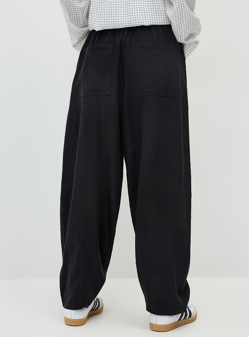 Twik: Le pantalon ballon lin m&eacute;lang&eacute; Blanc pour femme
