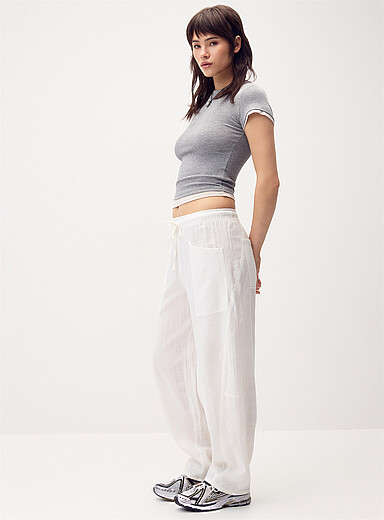 Linen-blend barrel-leg pant product image 5