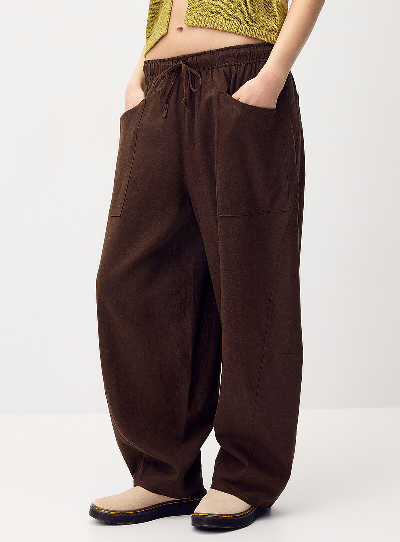 Twik: Le pantalon ballon lin m&eacute;lang&eacute; Blanc pour femme