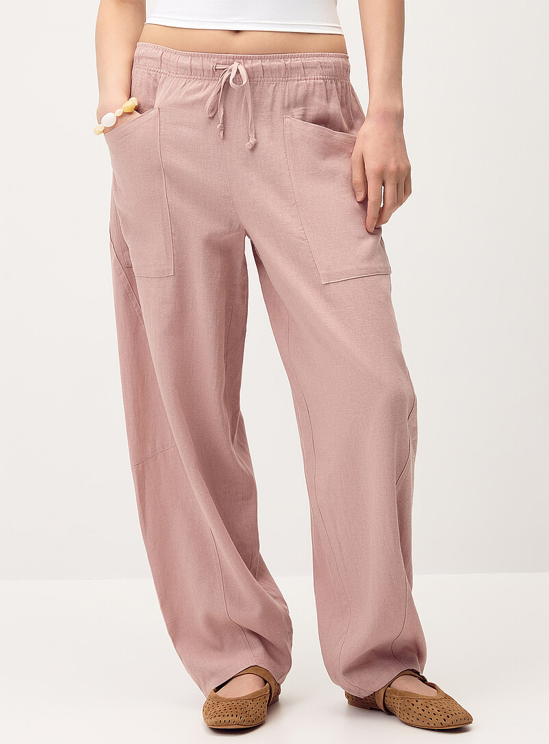 Twik: Le pantalon ballon lin m&eacute;lang&eacute; Blanc pour femme