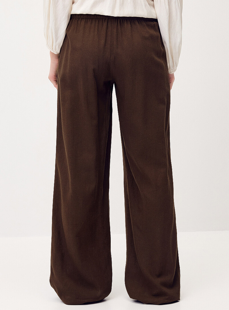 Twik Light Yellow Drawcord waist linen-blend wide-leg pant for women