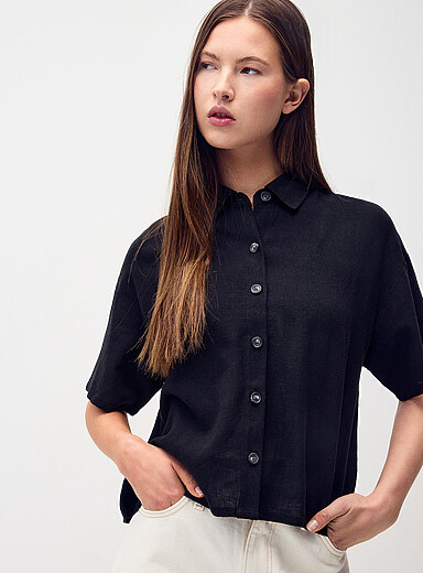 La chemise ample lin m&eacute;lang&eacute;