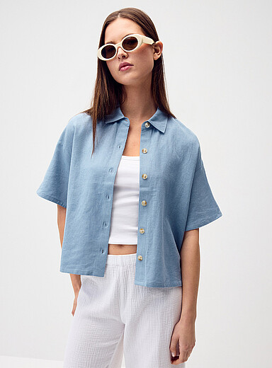 Loose linen blend shirt