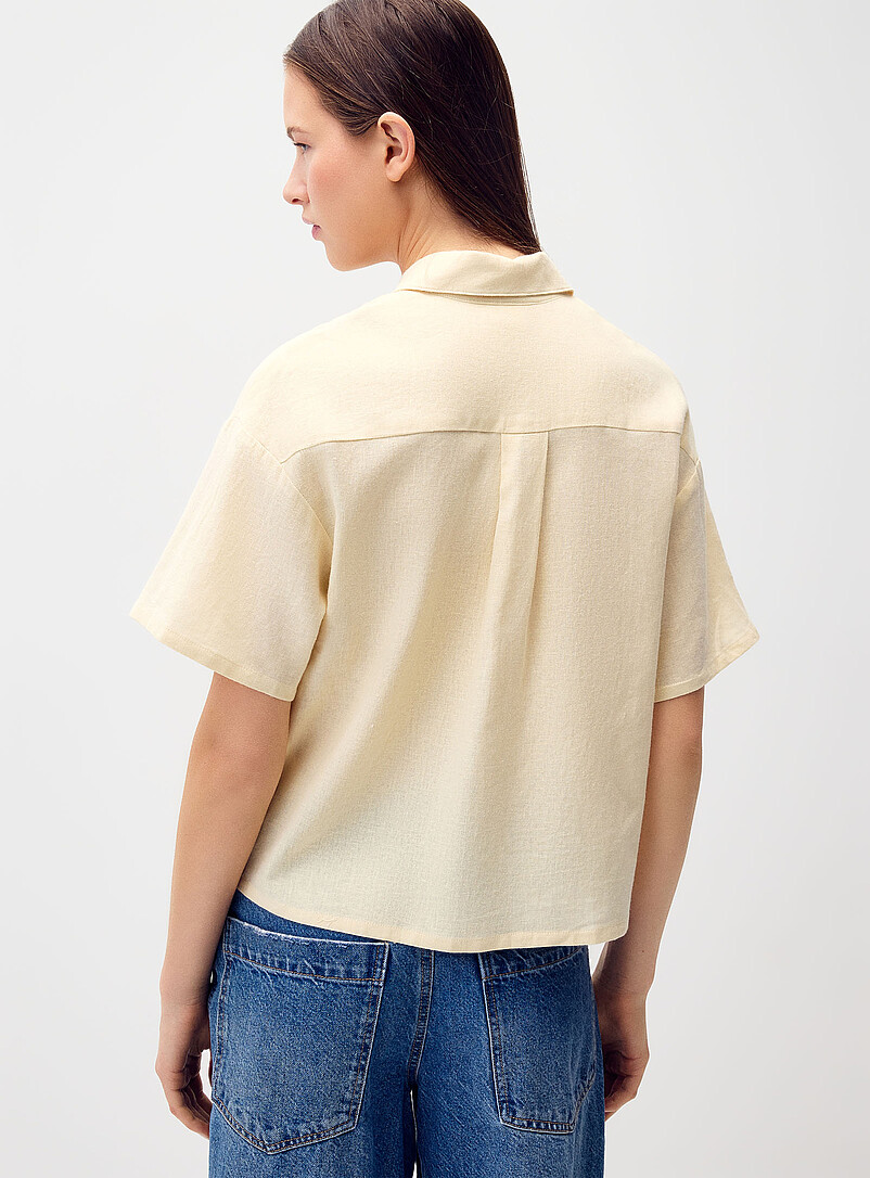 Twik: La chemise ample lin m&eacute;lang&eacute; Jaune ma&iuml;s - Vanille pour femme