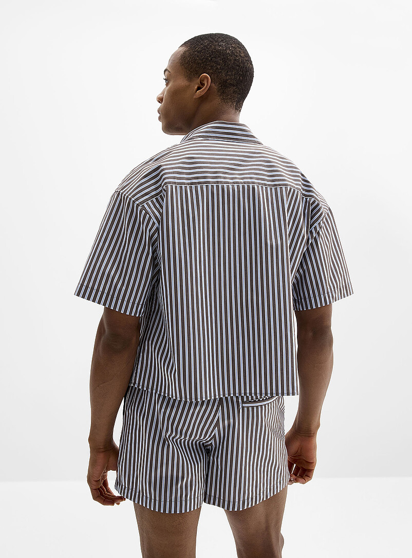 Le 31: La chemise rayures pyjama <b>Coupe carr&eacute;e</b> Brun pour homme