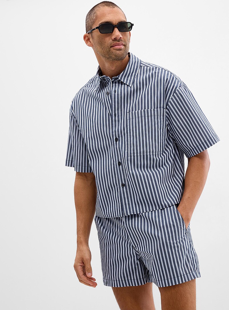 Le 31: La chemise rayures pyjama <b>Coupe carr&eacute;e</b> Brun pour homme
