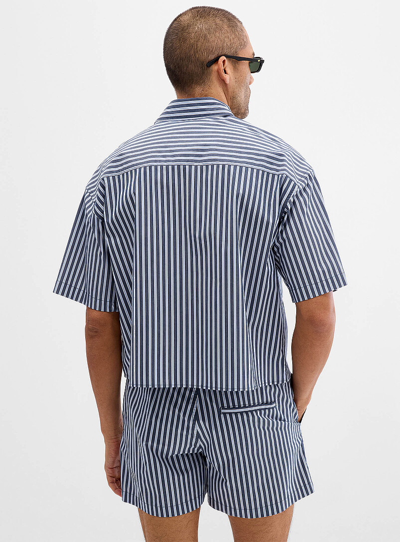 Le 31: La chemise rayures pyjama <b>Coupe carr&eacute;e</b> Brun pour homme