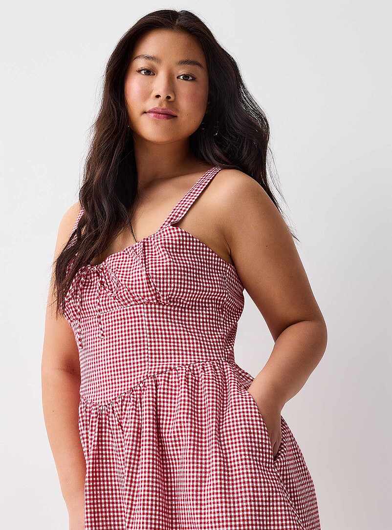 Twik Red gingham Patterned fit-and-flare minidress for women