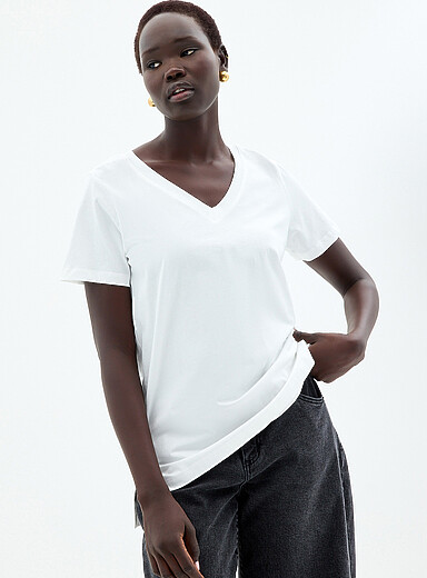 V-neck organic cotton tunic T-shirt