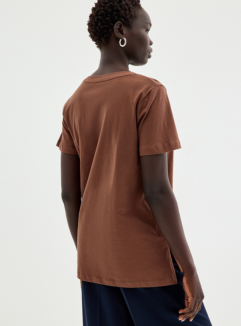 Contemporaine Black V-neck organic cotton tunic T-shirt for women