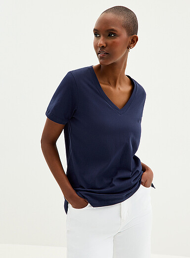 V-neck organic cotton tunic T-shirt