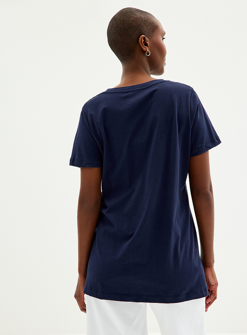 Contemporaine: Le t-shirt tunique col V coton bio Brun noisette pour femme