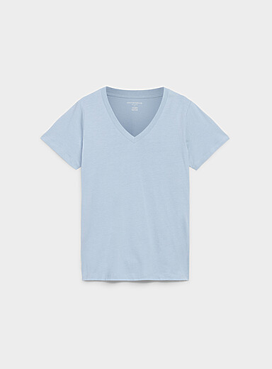 Contemporaine: Le t-shirt tunique col V coton bio Brun noisette pour femme