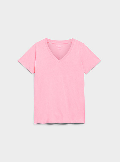 Contemporaine: Le t-shirt tunique col V coton bio Brun noisette pour femme