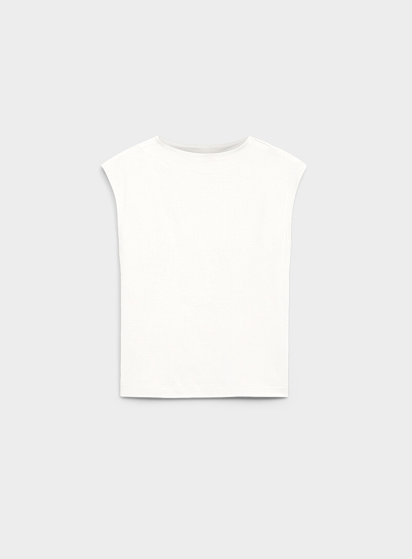 Contemporaine: Le t-shirt ultrafluide manches cape Blanc pour femme