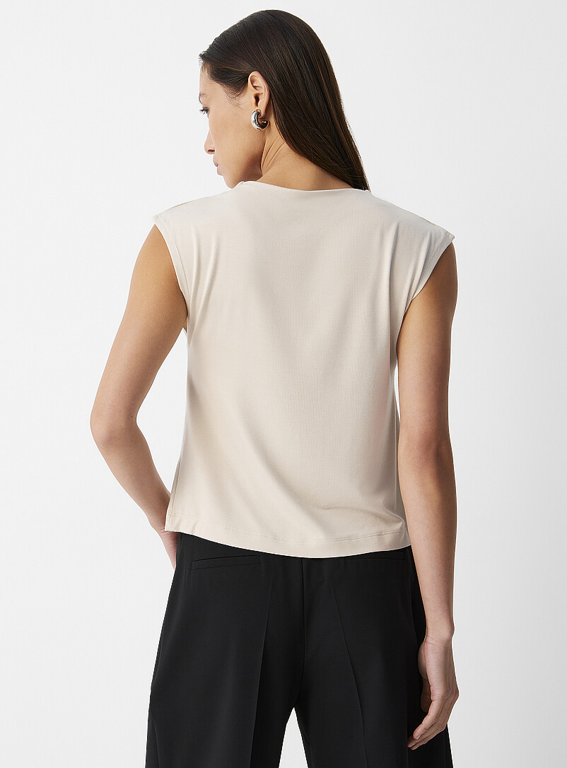 Contemporaine: Le t-shirt ultrafluide manches cape Blanc pour femme