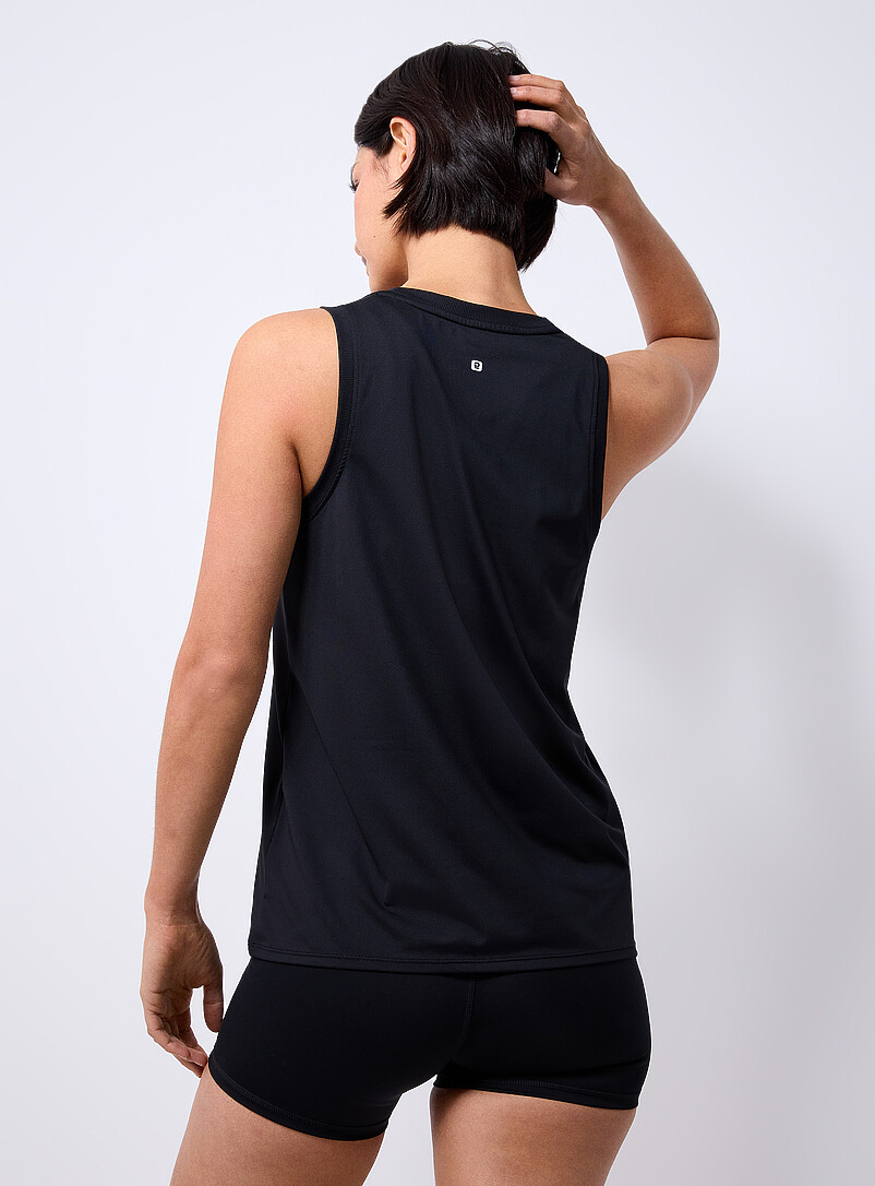 I.FIV5 White Ribbed trim high-neck tank for women