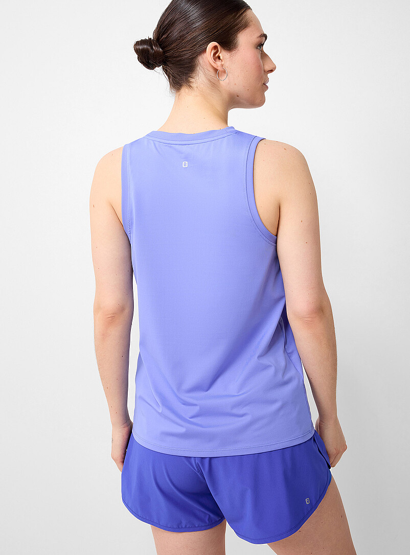 I.FIV5 White Ribbed trim high-neck tank for women