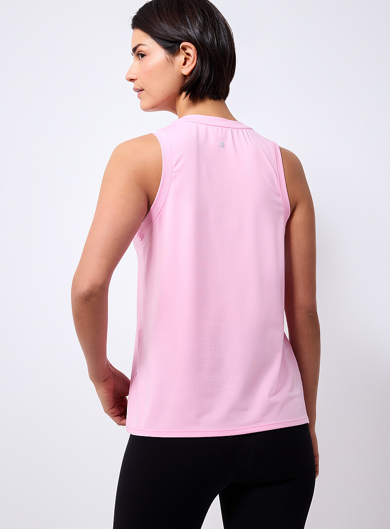 I.FIV5 White Ribbed trim high-neck tank for women