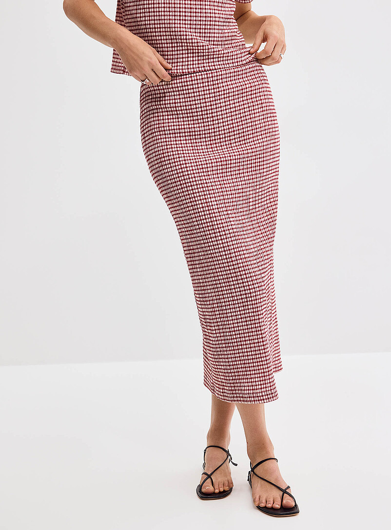 Contemporaine Black and White Stretch gingham pencil skirt for women