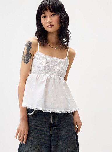 Smocked babydoll cami