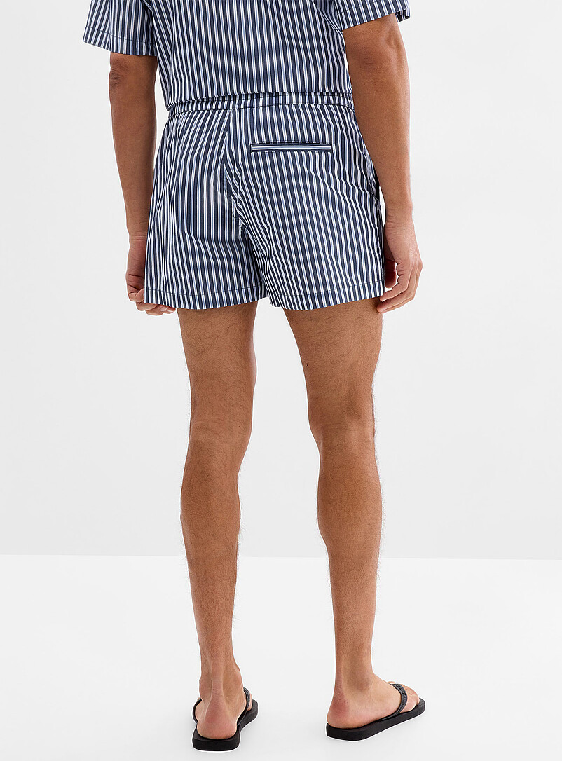 Le 31 Brown Pyjama-striped poplin short <b>Inseam: 4" (10 cm)</b> for men