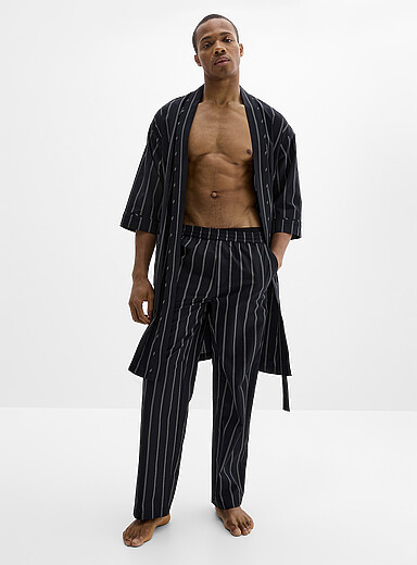 Le 31: Le peignoir popeline l&eacute;g&egrave;re &agrave; motifs Noir &agrave; motifs pour homme
