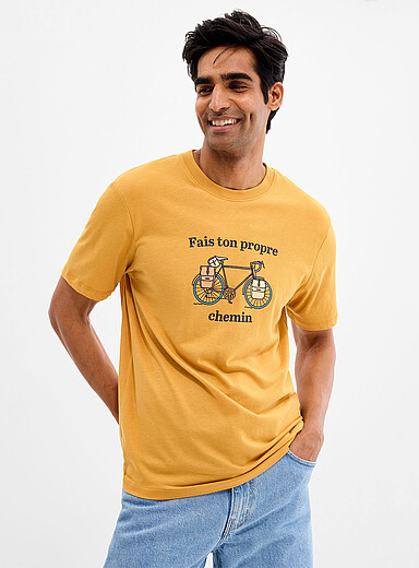 Le 31: Le t-shirt v&eacute;lo <b>Coupe standard</b> Jaune dor&eacute; pour homme