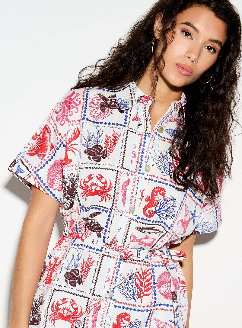 Ic&ocirc;ne Lilacs Touch of linen belted shirtdress for women