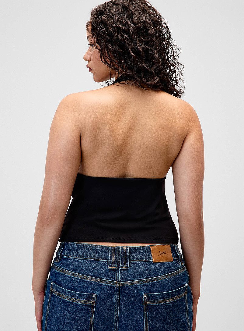 Twik: La camisole col licou drap&eacute; Orange pour femme