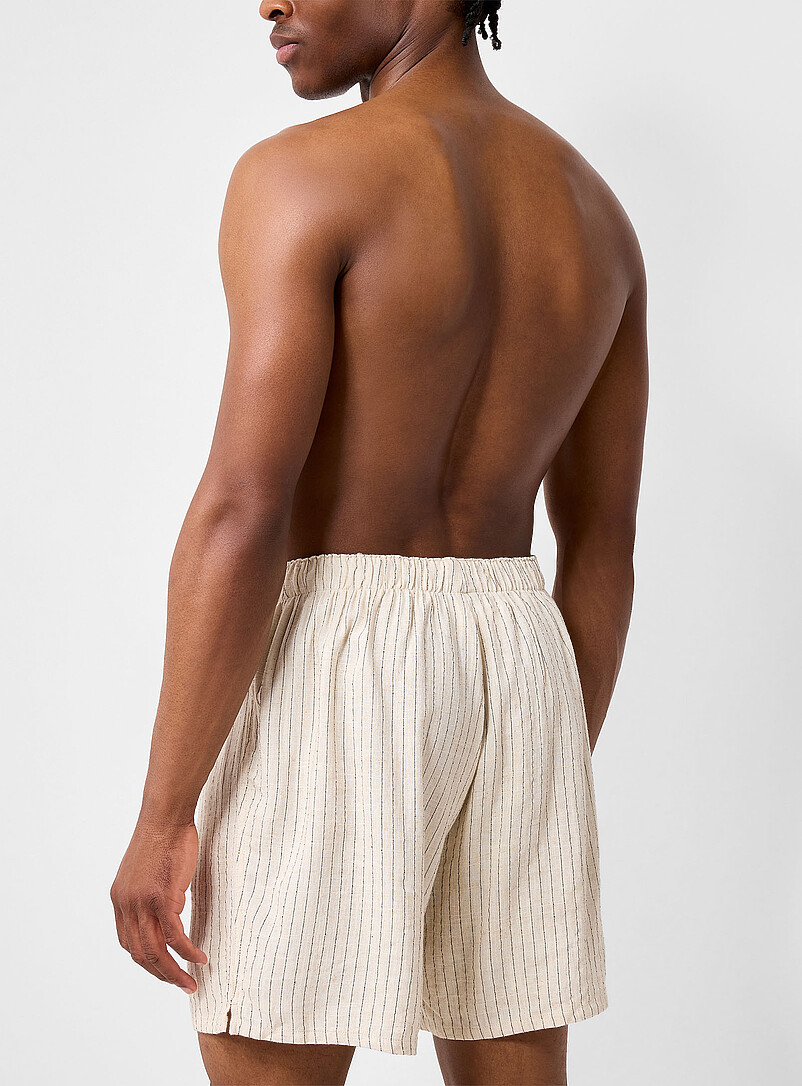 Le 31 Blue Pinstripe boxer Linen and viscose for men