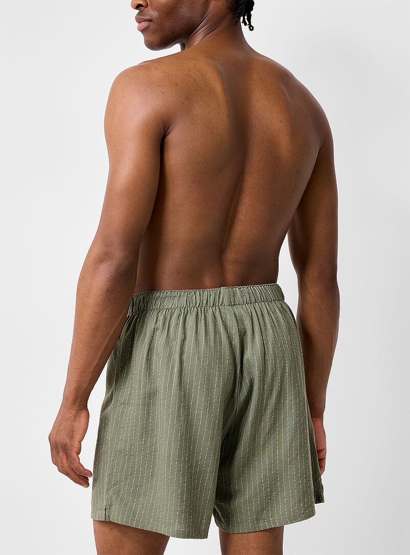 Le 31 Blue Pinstripe boxer Linen and viscose for men