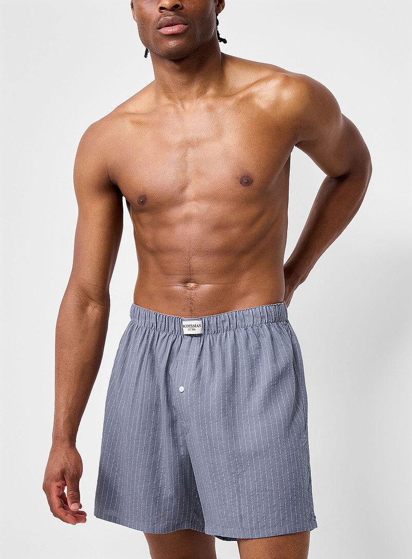 Le 31 Blue Pinstripe boxer Linen and viscose for men