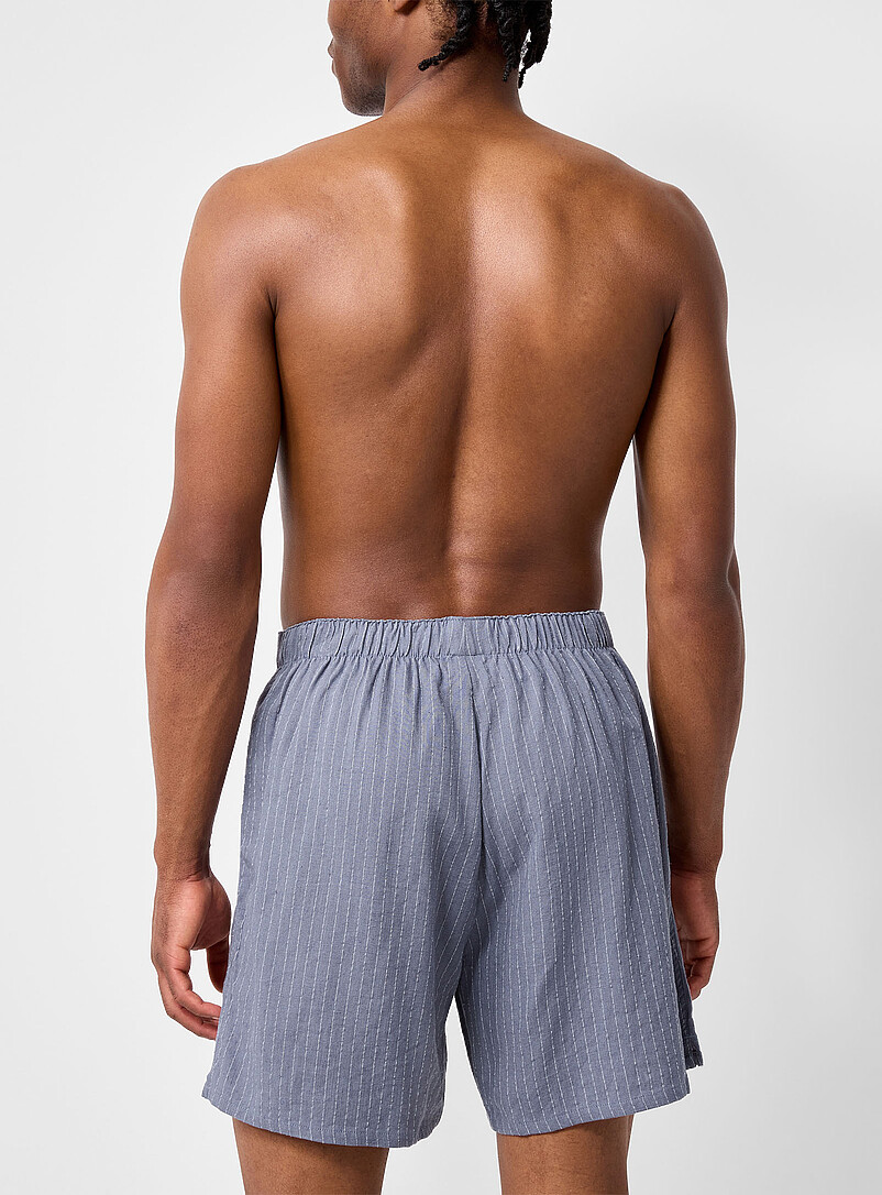 Le 31 Blue Pinstripe boxer Linen and viscose for men